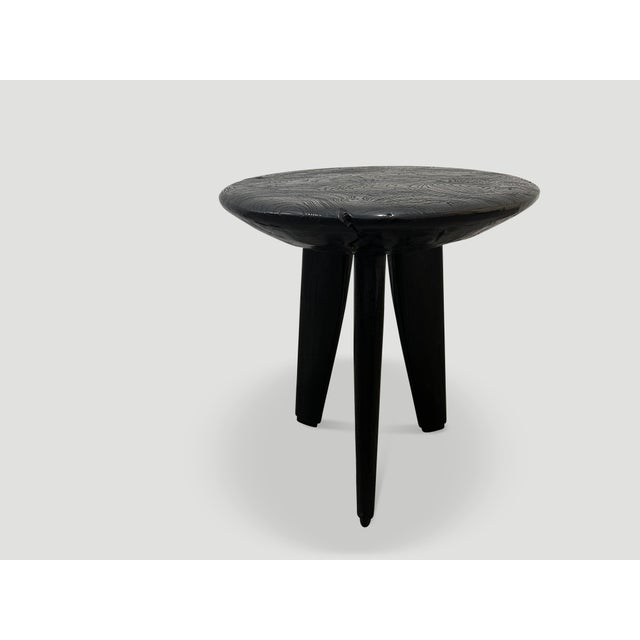 Andrianna Shamaris Mid Century Couture Espresso Stained Teak Wood Side Table For Sale - Image 10 of 18