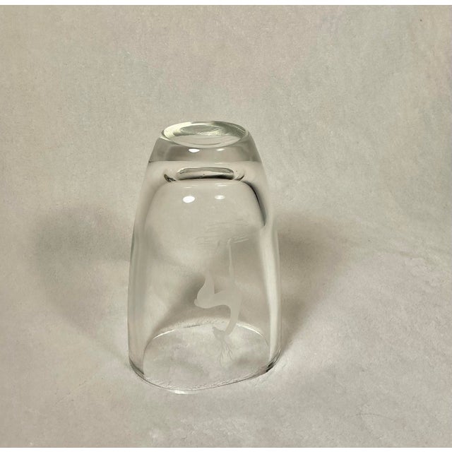 Glass Vintage Scandinavian Large Glass Vase Art-Glass Etched Deer, C. 1950s-1960s For Sale - Image 7 of 11