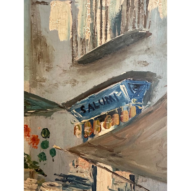 Blue Newly Framed Lovely Vintage Painting of Paris Street Scene For Sale - Image 8 of 9