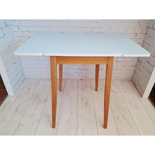 Mid-Century Blue Formica Drop Leaf Table and Dining Chairs Set, 1960s, Set of 3 For Sale - Image 9 of 18