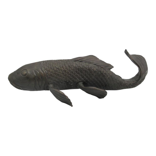 Japanese Okimono Carp Koi Fish Bronze Meiji Sculpture For Sale