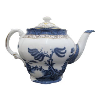 Royal Doulton England Booths Real Old Willow Blue & Gold Fine China Teapot For Sale
