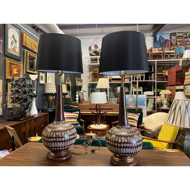 Cool ceramic lamps that appear to be wood at first glance. With very unique incised decoration, these are very much in the...