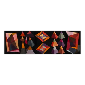 2021 "Shields on Black #3” Abstract Oil Painting by Mary Alice Copp - 5 Panels -