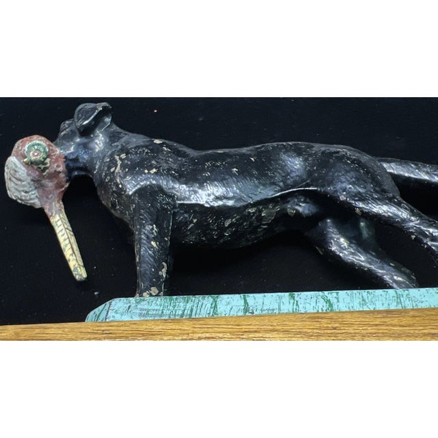 Black Lejeune Enamelled Black Labrador Large W/ Pheasant Car Mascot For Sale - Image 8 of 9