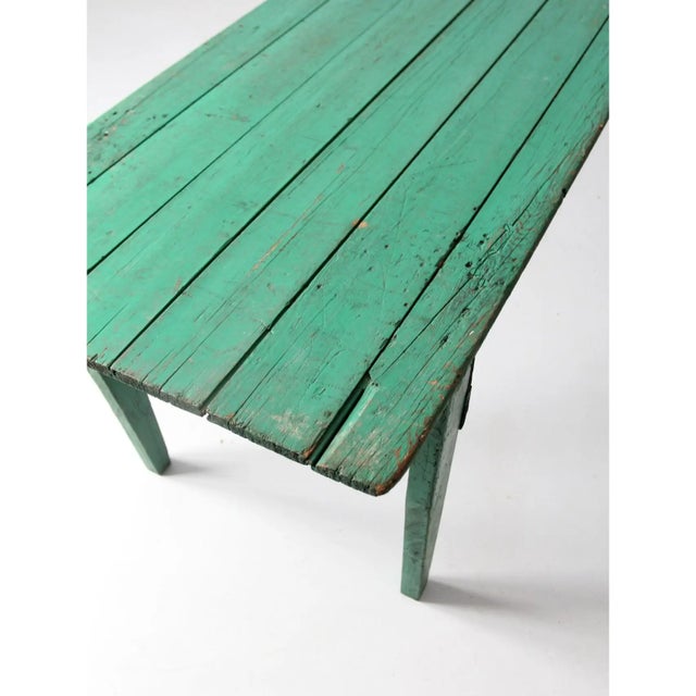 Antique Green Wooden Folding Table 8 Ft For Sale - Image 11 of 12