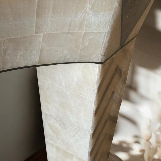 Traditional 1970’s Regency Style Tessalatted MarbLe Edelman Casa Bique Console Table For Sale - Image 3 of 8