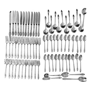 Vintage Set Wm Rogers Silverplate Flatware First Love Pattern - 75 PCS