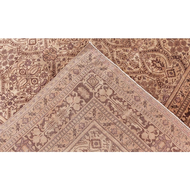 Beige Fine Antique Indian Amritsar Brown Carpet For Sale - Image 8 of 10