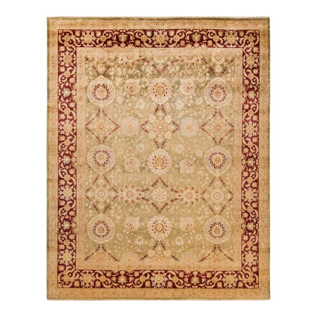 Vintage Traditional Hand Knotted Wool Area Rug, Olive - 8'0" X 10'2" For Sale - Image 9 of 9