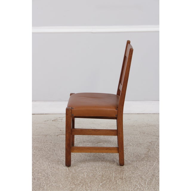 Mission Antique L&jg Stickley Mission Oak Leather Chair For Sale - Image 3 of 14