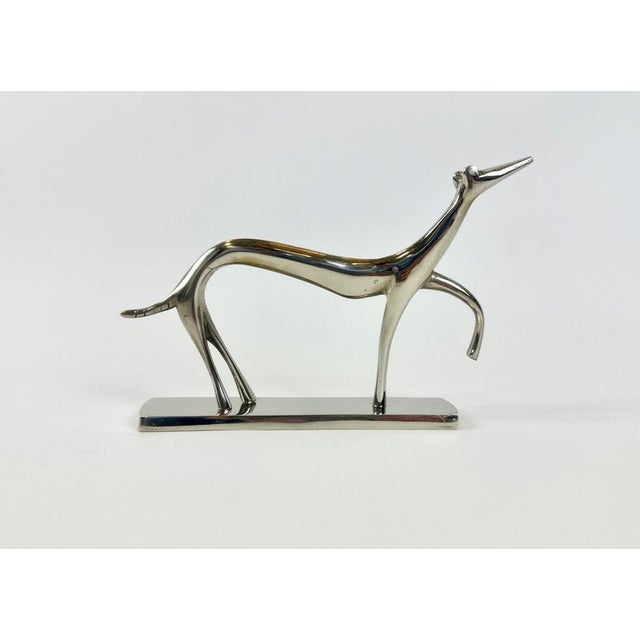 Art Deco White Brass Greyhound Figurine by Laszlo Hoenig, 1930s For Sale - Image 10 of 18