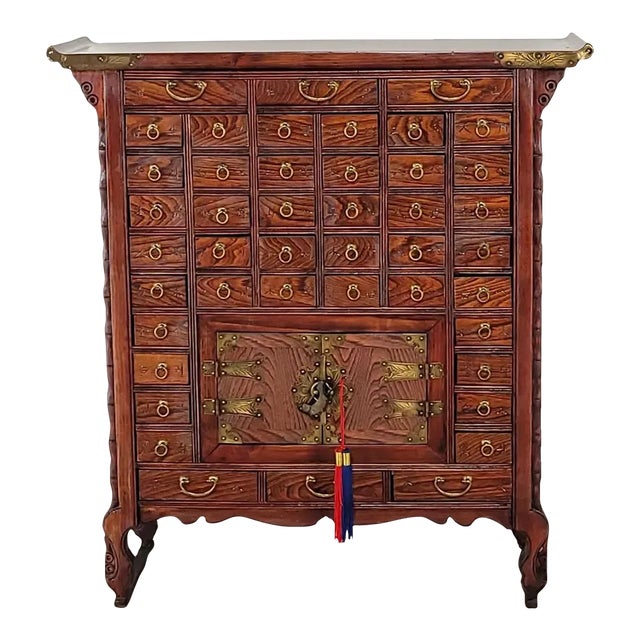 19th Century Chinese Medicine Cabinet in Elm For Sale