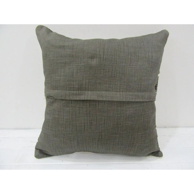 Rustic White and Brown Striped Turkish Kilim Pillow Cover For Sale - Image 3 of 4