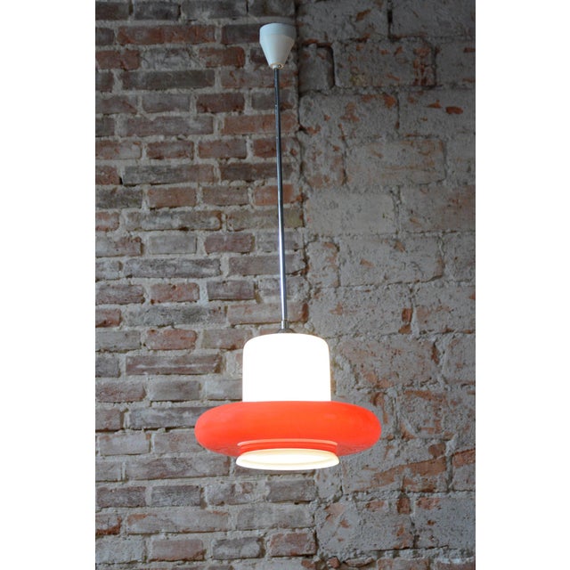 Mid-Century Czech Red Glass Pendant Light attributed to Napako, 1960s For Sale - Image 10 of 11