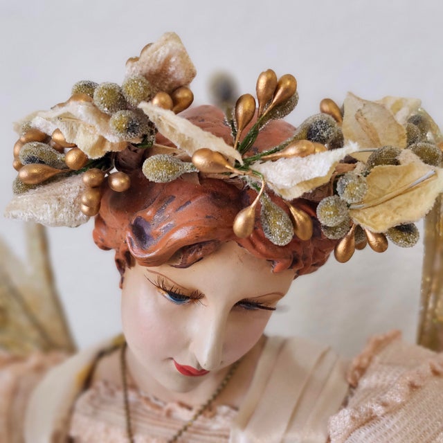 Cream Italian Christmas Angel 31" in Heavenly Regalia Vintage For Sale - Image 8 of 17