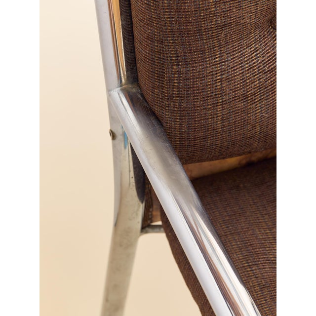 Vintage 1970s Chrome & Burl Wood Mid-Century Armchairs For Sale - Image 9 of 10