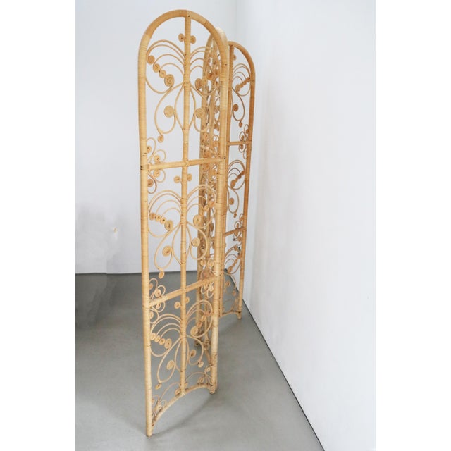 Wood Sculptural Three-Part Room Divider in Rattan and Wicker, 1970s For Sale - Image 7 of 10