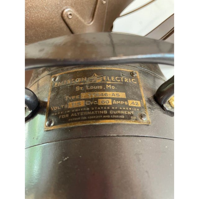 Metal 1949 Emerson 3 Speed Oscillating Electric Fan -Restored For Sale - Image 7 of 8
