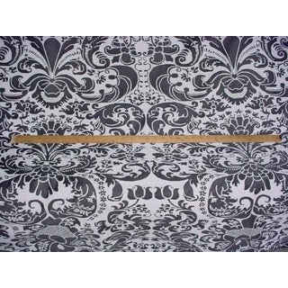 Fortuny 5659 Caravaggio Ebony White Printed Damask Upholstery Fabric - 1-1/2 Yards For Sale