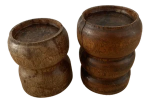 1970s Wooden Candle Holders - A Pair