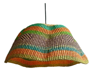 Vintage Boho Bolga Wave Tribal Basket Colorful Pendant Light