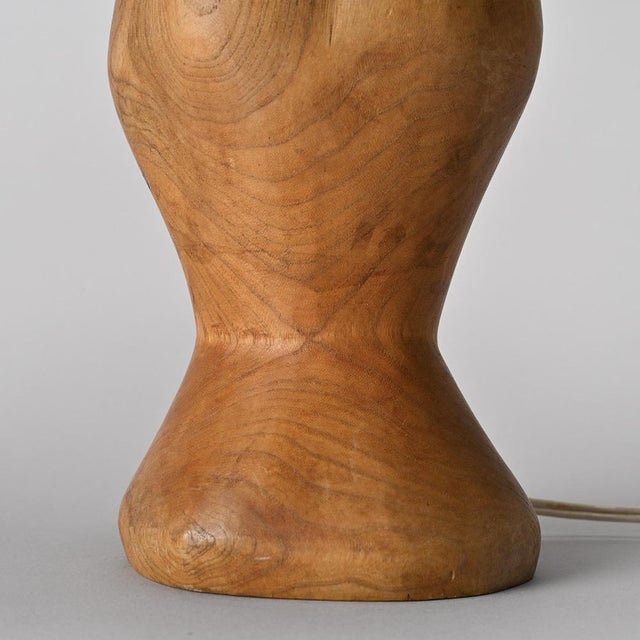 Wood Turned Wood and Natural Fiber Lamp, France, 1960 For Sale - Image 7 of 11