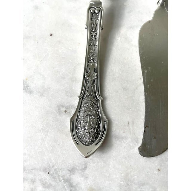 Late 19th Century Late 19th Century Rare Antique Sterling Silver Butter Knives - 1875 Stamped/Etched For Sale - Image 5 of 9