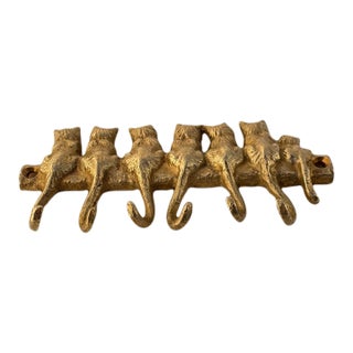 1970s Brass Cat Key Hooks For Sale