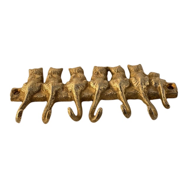 1970s Brass Cat Key Hooks For Sale