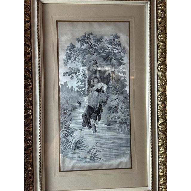 Silk Paintings, 1890s-1910s, Set of 2 For Sale - Image 3 of 14