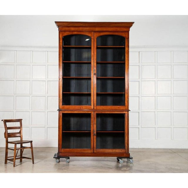 Large Antique English Mahogany Glazed Library Bookcase, 1870 For Sale - Image 4 of 18