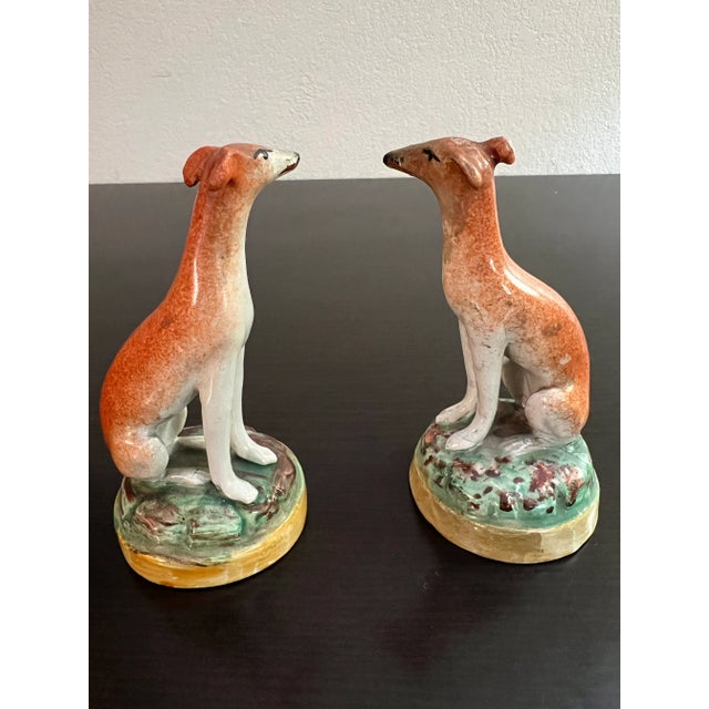 A Pair of Antique Staffordshire Decorated Whippets, Circa 1830's For Sale - Image 4 of 12