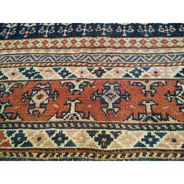 19th Century Persian Kurdish Gallery Rug, Hand-Knotted Wool, Allover Paisley Pattern, Navy & Terracotta, 6' X 15' For Sale - Image 4 of 18