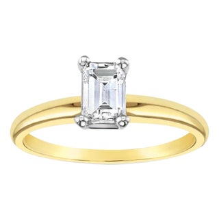 Emerald Cut Diamond Solitaire Engagement Ring, Size 6 For Sale