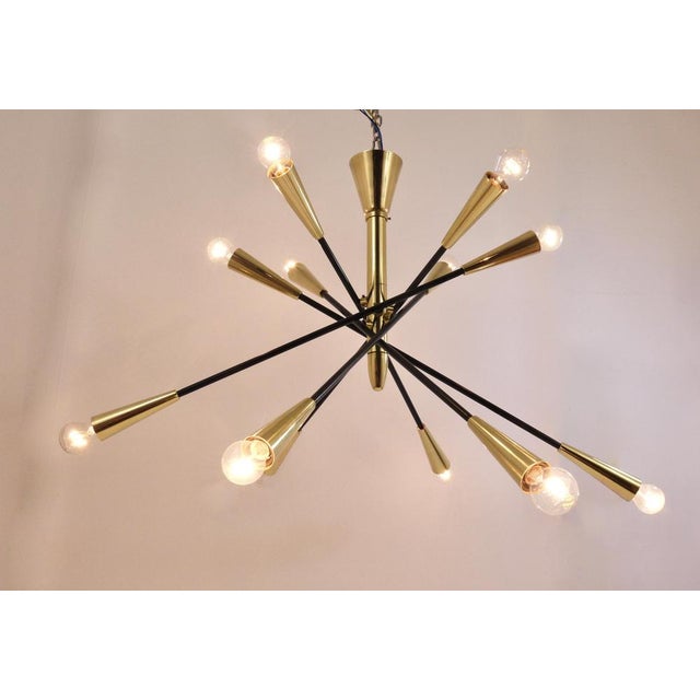 Large Articulating Black and Brass Sputnik Chandelier in the style of Stilnovo, 1950s For Sale - Image 6 of 18