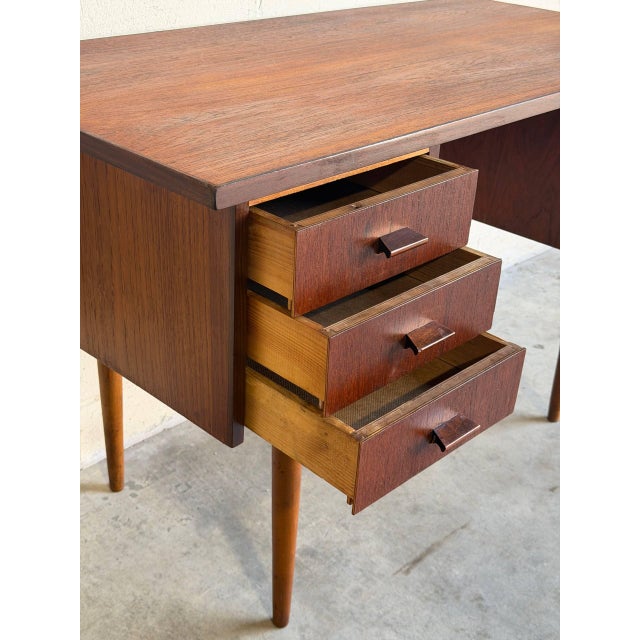 Teak Writing Executive Desk Denmark Mid-Century Modern 1960s For Sale - Image 4 of 10