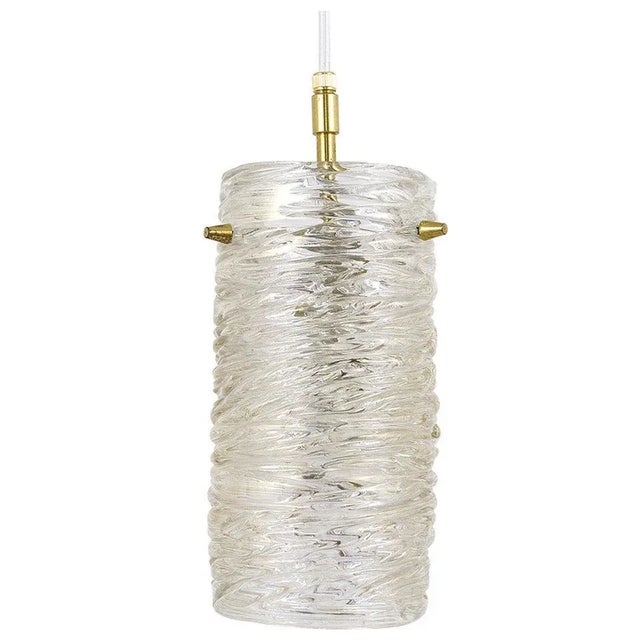 Mid-Century Glass Tube & Brass Pendant Lamp attributed to J. T. Kalmar for Kalmar, Austria, 1950s For Sale - Image 11 of 11
