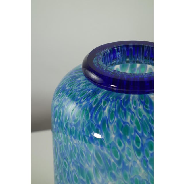 "Neverrino" Vase Gae Aulenti Conspicuous Rare Series designed Gae Aulenti Blown Glass with Blue Murrina Perfect Condition...