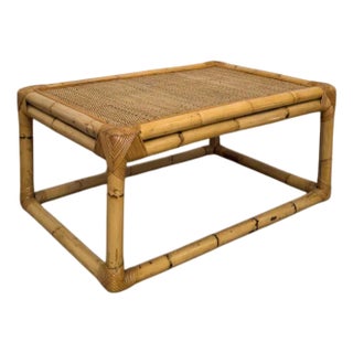 Vintage Coffee Table in Rattan and Wicker, 1960s For Sale