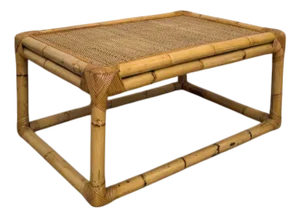 Vintage Coffee Table in Rattan and Wicker, 1960s
