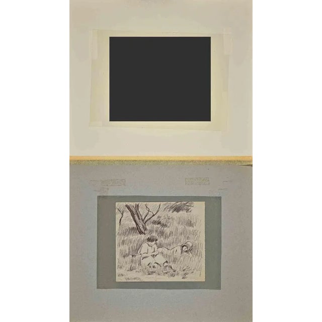 The Outing is a Pencil Drawing realized by Gaspard Maillol (1880-1946). Good condition on a yellowed paper, included a...