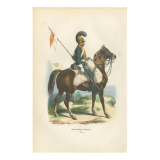 Napoleonic Guard Cavalry Officer on Horseback, 1843, Paper For Sale