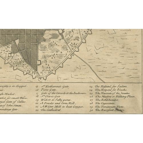 Paper Antique Plan of Lima and View of Potosí from A. & J. Churchill, 1744 For Sale - Image 7 of 11