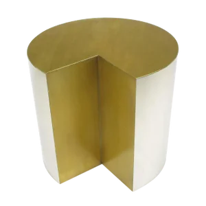 Chrome Cylinder Table With Bronze Top and Open Wedge