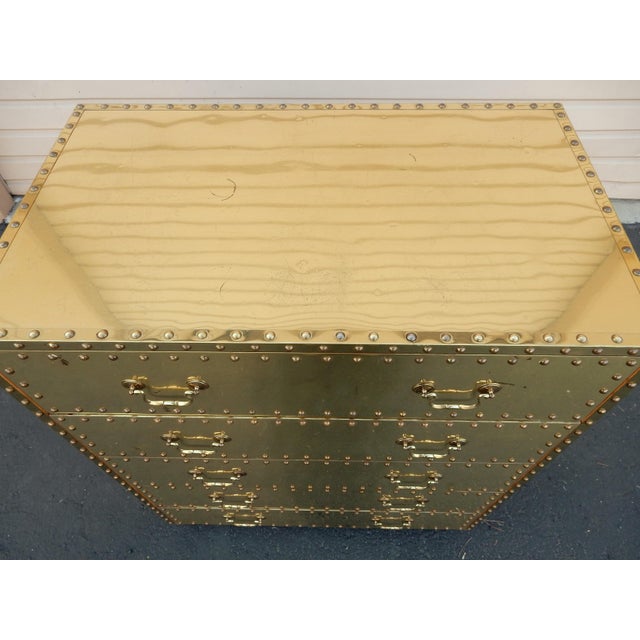 Mid-Century Modern Vintage Brass Clad Chest of Drawers by Sarreid of Spain For Sale - Image 3 of 11