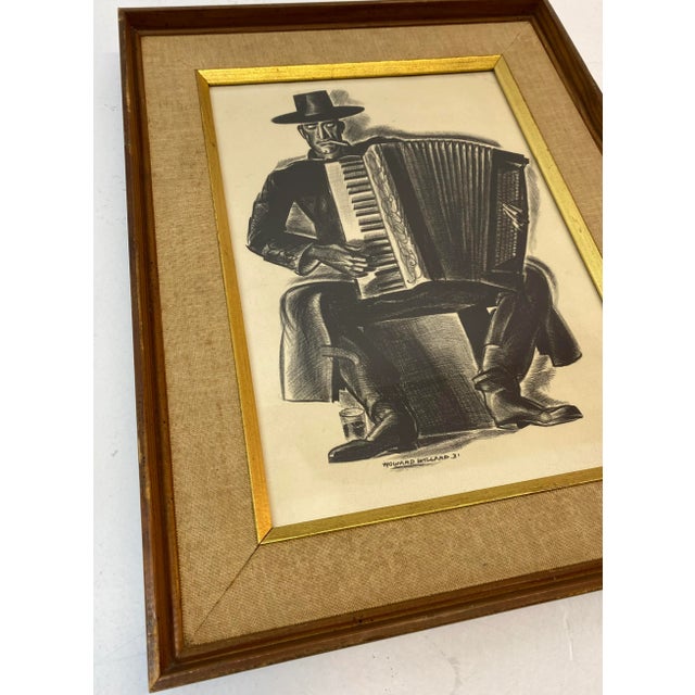 1930s Howard Willard "The Accordionist" Original Lithograph C.1931 For Sale - Image 5 of 9