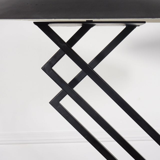 Michael Taylor Michael Taylor Postmodern Cantilevered Iron and Travertine Sculptural Lamp For Sale - Image 4 of 5