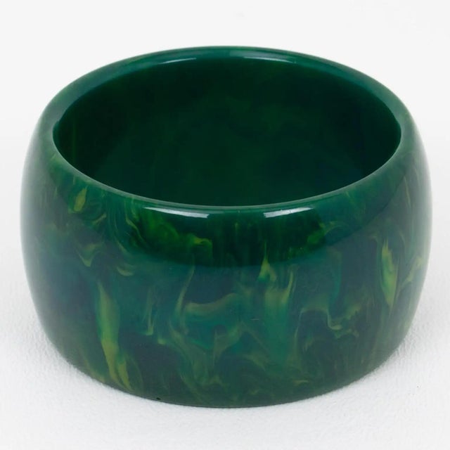 Bakelite Blue-Moon Extra-Wide Bangle Bracelet For Sale - Image 4 of 8