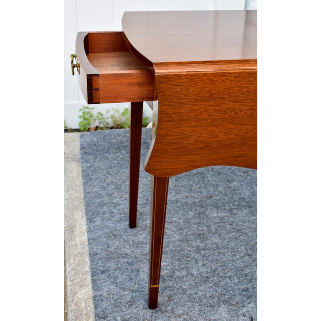 Inlaid Mahogany Pembroke Table Bench Made Federal Style Accent End Side Table For Sale - Image 9 of 16